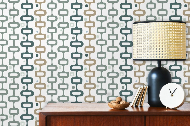 Retro Wallpaper Mid Century Wallpaper 60s Wallpaper Etsy