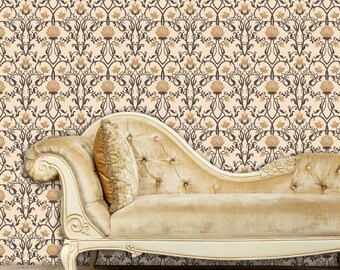 Chinoiserie Wallpaper, Victorian Wallpaper, Botanical Wallpaper, Peel and Stick Wallpaper, Floral Antique Wallpaper, Fabric Wallpaper