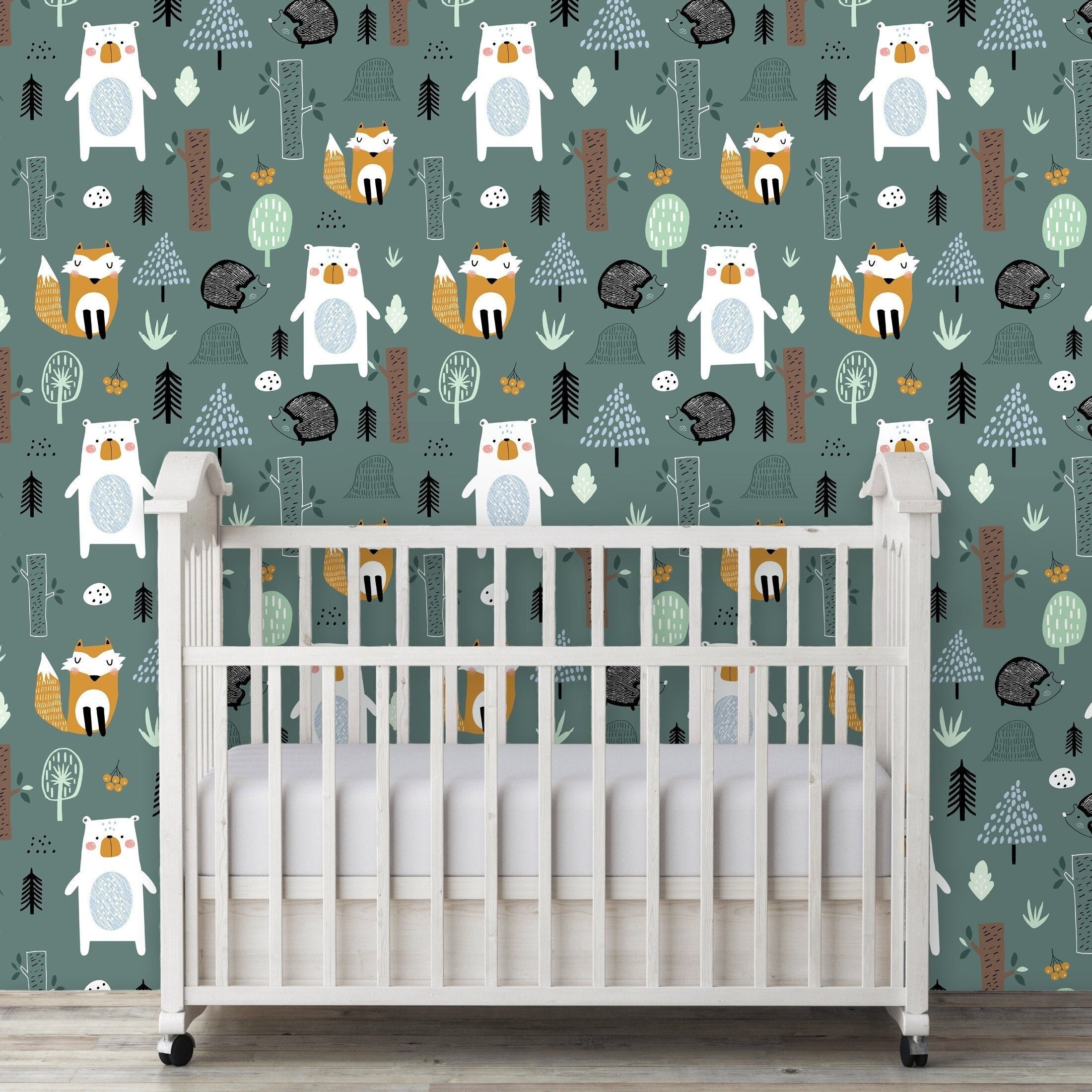 Woodland Wallpaper Animal Wallpaper Forest Animals | Etsy