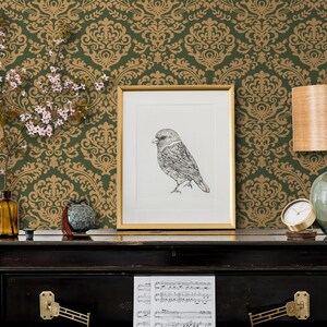 Antique Victorian damask peel and stick wallpaper