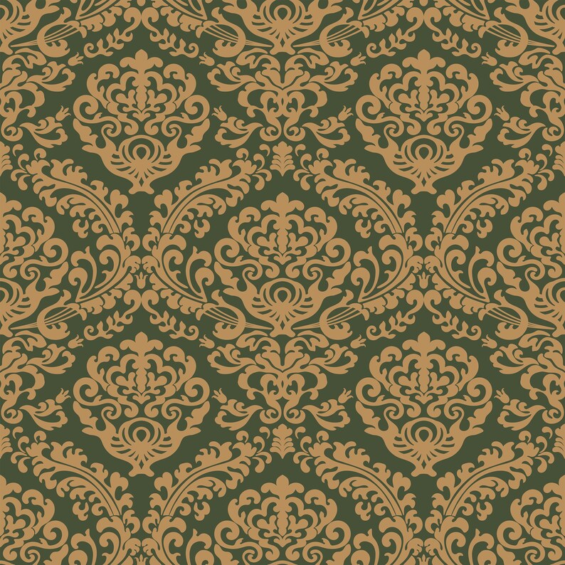 Antique Victorian damask peel and stick wallpaper
