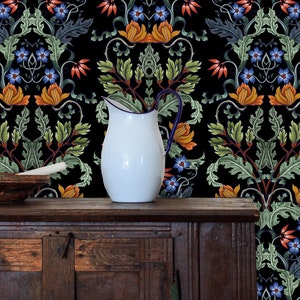 Victorian Wallpaper, Art Nouveau Wallpaper, Antique Wallpaper, Dark Wallpaper, Damask Wallpaper, Peel and Stick Wallpaper, Fabric Wallpaper