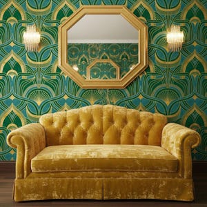Art Nouveau Wallpaper, Art Deco Wallpaper, Geometric Wallpaper, Vintage Ornate Wallpaper, Antique Wallpaper, Fabric Peel & Stick Wallpaper