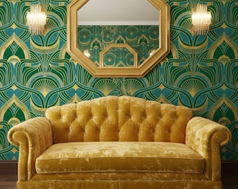 Art Nouveau Wallpaper, Art Deco Wallpaper, Geometric Wallpaper, Vintage Ornate Wallpaper, Antique Wallpaper, Fabric Peel & Stick Wallpaper