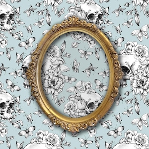 Skull Wallpaper, Gothic Wallpaper, Butterfly Wallpaper, Goth Wallpaper, Floral Wallpaper, Peel and Stick Wallpaper, Fabric Wallpaper