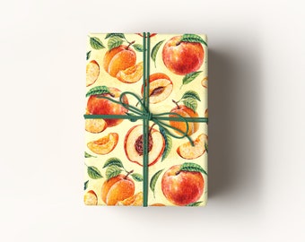 Peaches Wrapping Paper, Retro Gift Wrap, Vintage Wrapping Paper, Fruit Wrapping Paper, Premium Gift Wrap, Crafting Paper