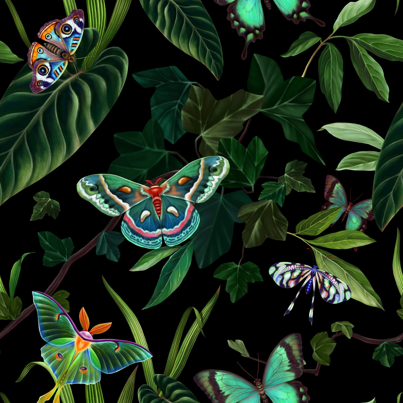 Butterfly Wallpaper Botanical Wallpaper Chinoiserie - Etsy