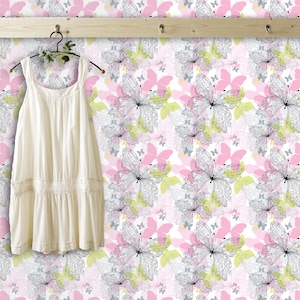 Whimsical Wallpaper, Butterfly Wallpaper, Pink Wallpaper, Nursery Wallpaper, Peel and Stick Wallpaper, Girl Wallpaper, Fabric Wallpaper