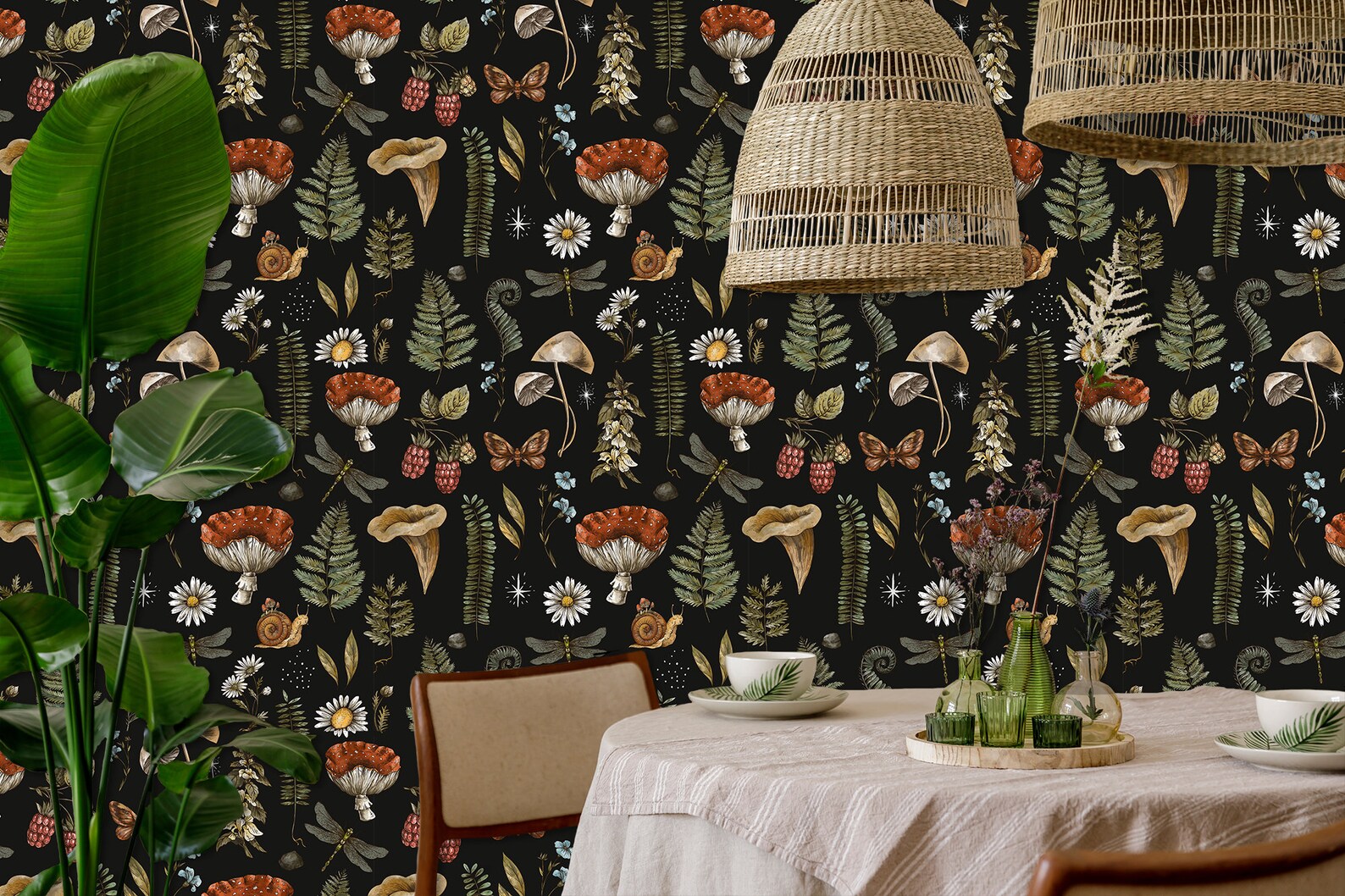 Mushroom Wallpaper, Botanical Wallpaper, Moody Wallpaper, Dark ...