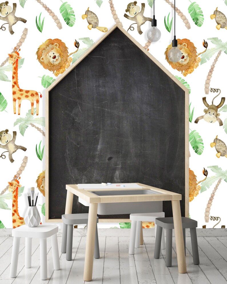 Safari Wallpaper Zoo Wallpaper Zoo Nursery Peel and Stick Etsy