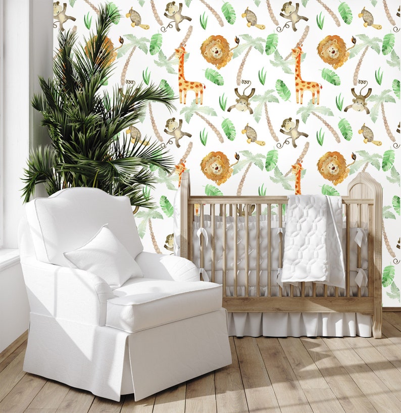 Safari Wallpaper Zoo Wallpaper Zoo Nursery Peel and Stick Etsy