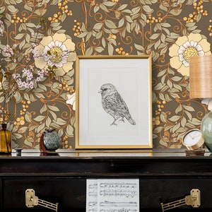 Victorian Wallpaper, Dark Floral Wallpaper, Peel and Stick Wallpaper, Boho Wallpaper, Vintage Wallpaper, Fabric Wallpaper