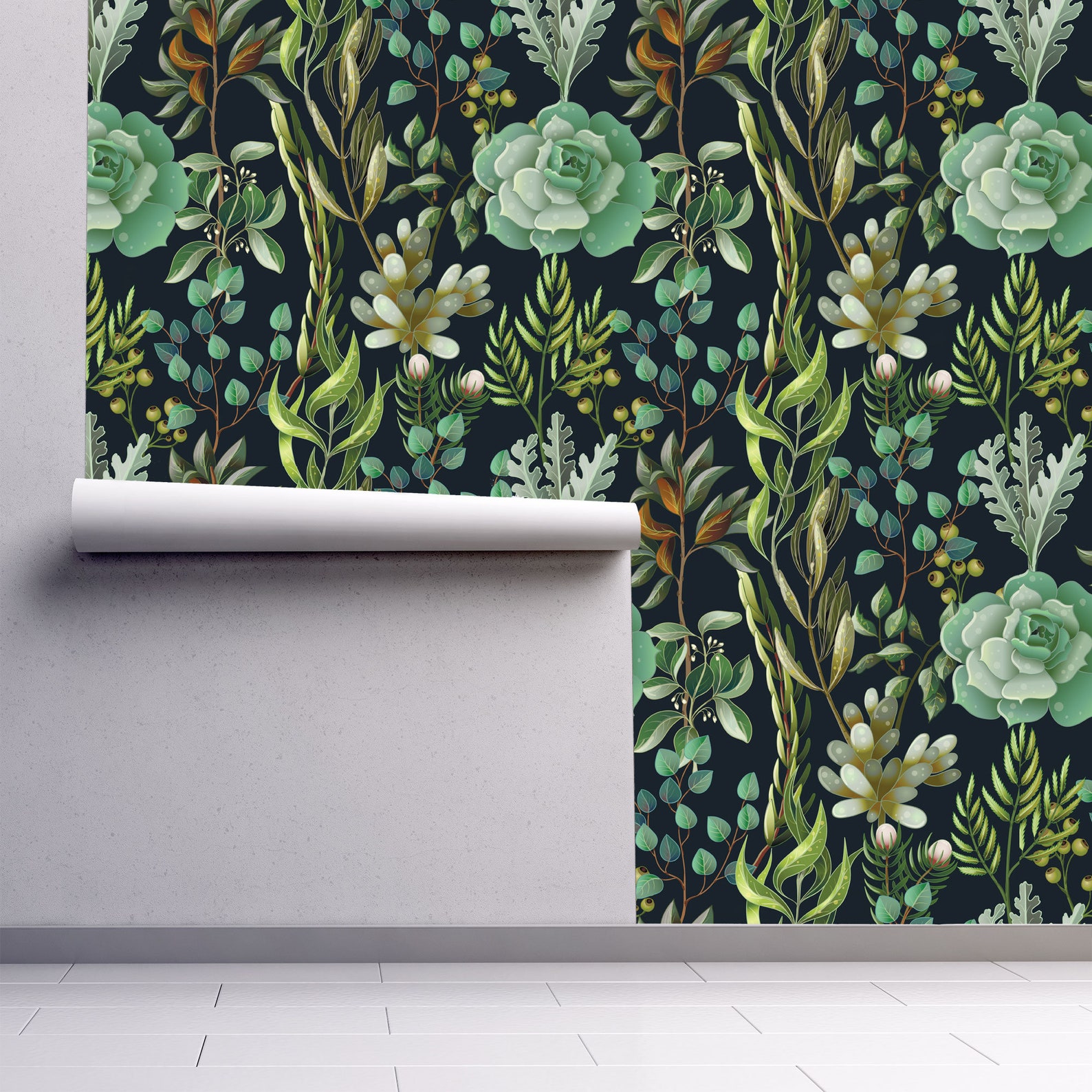 Botanical Wallpaper Dark Wallpaper Boho Wallpaper Tropical - Etsy