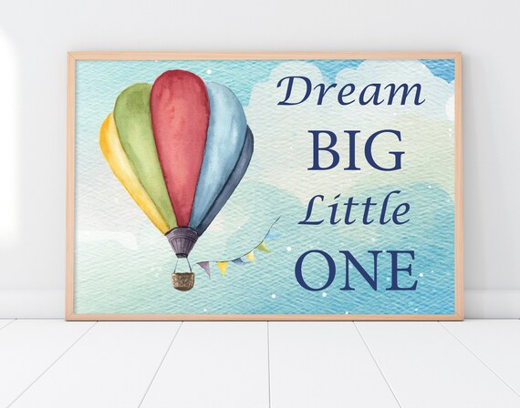 Dream Big Little One Vintage Hot Air Balloon Watercolor Etsy
