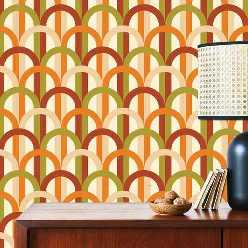 Mid Century Wallpaper Mural Retro Wall Mural Peel and Stick Etsy