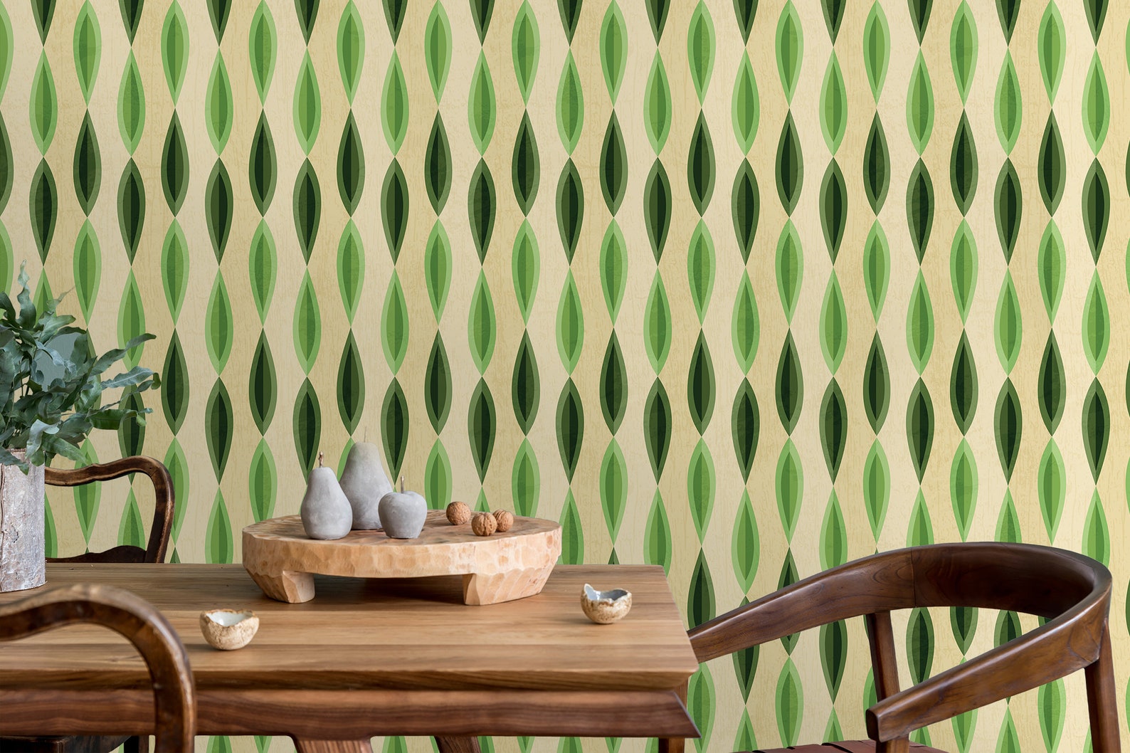 Retro Wallpaper Mid Century Wallpaper Geometric Wallpaper Etsy