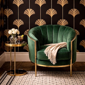 Art Deco Wallpaper, Black and Gold Wallpaper, Dark Wallpaper, Geometric Wallpaper, Antique Wallpaper, Fabric Peel & Stick Wallpaper