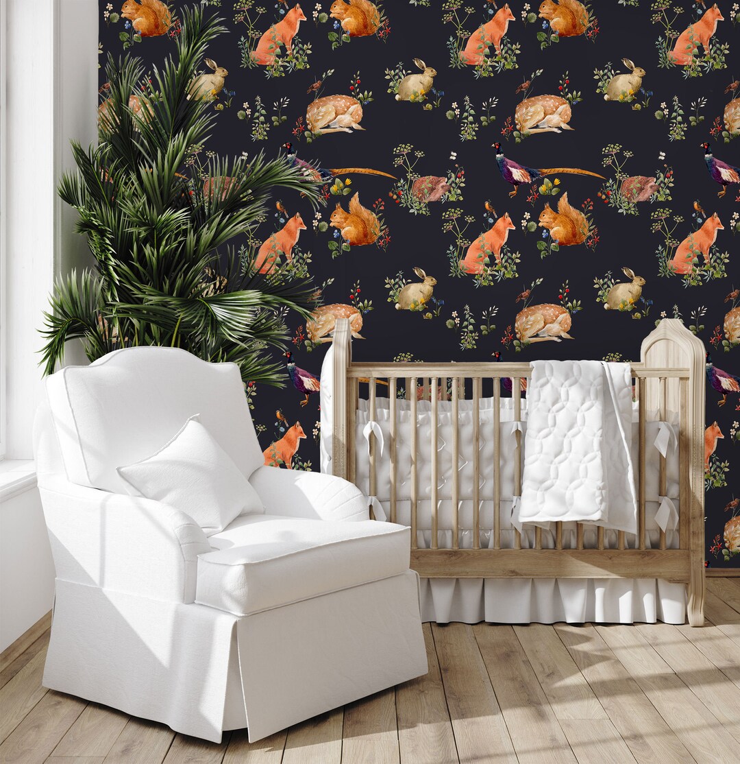 Woodland Wallpaper Animal Wallpaper Forest Animals - Etsy