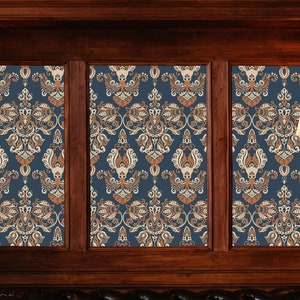 Antique Wallpaper, Damask Wallpaper, Antique Wallpaper, Blue Floral Wallpaper, Peel and Stick Wallpaper, Fabric Wallpaper