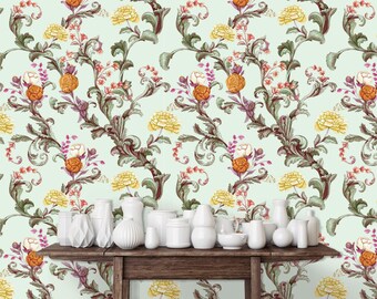 Victorian Wallpaper, Art Nouveau Wallpaper, Antique Wallpaper, Botanical Wallpaper, Cottage Wallpaper, Fabric Peel & Stick Wallpaper
