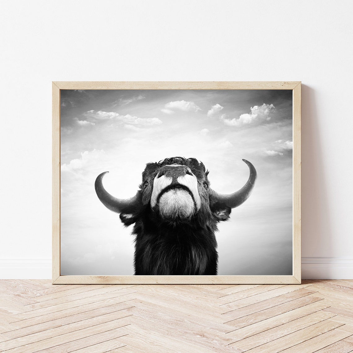 Black and White Water Buffalo Wall Art Farmhouse Wall Art Etsy