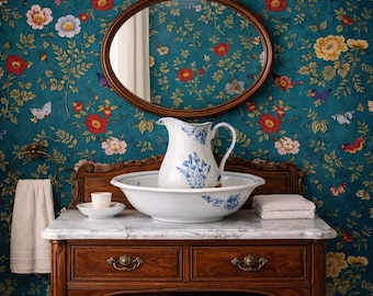 Butterfly Wallpaper, Botanical Wallpaper, Antique Wallpaper, Dark Wallpaper, Peel and Stick Wallpaper, Fabric Wallpaper