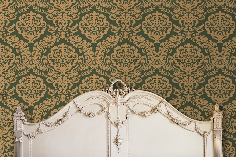 Antique Victorian damask peel and stick wallpaper