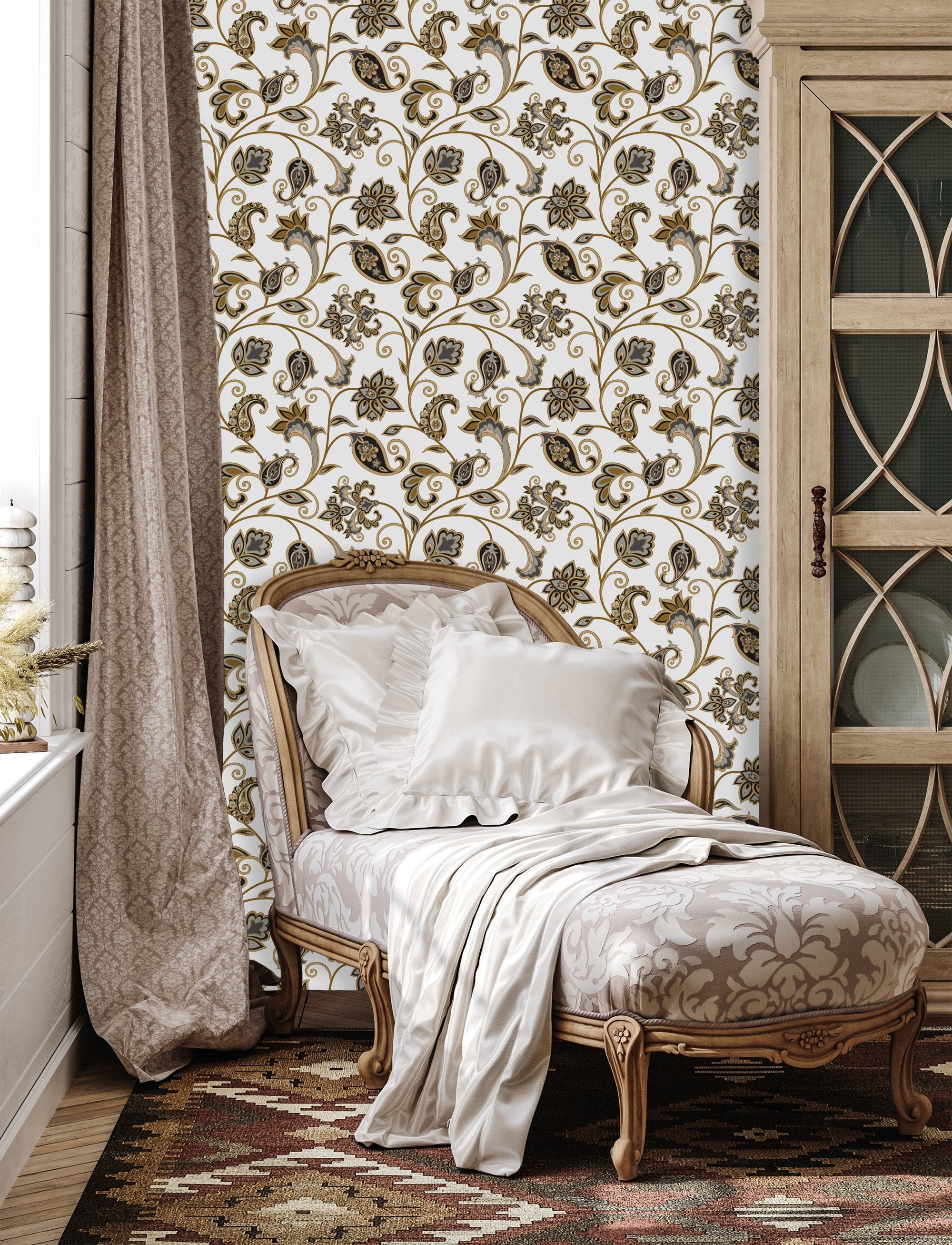 Victorian Wallpaper Botanical Wallpaper Peel and Stick | Etsy