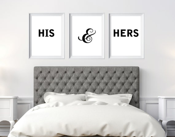 His And Hers Master Bedroom Wall Decor Printable Wall Art Set Black And White Typography Print Wall Decor Bedroom Above Bed