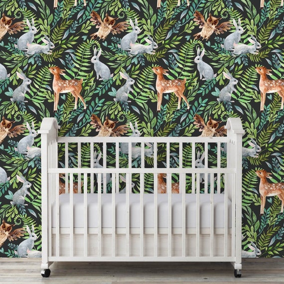 Woodland Wallpaper Animal Wallpaper Forest Animals - Etsy
