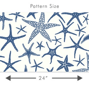 Blue starfish nautical fabric peel and stick wallpaper