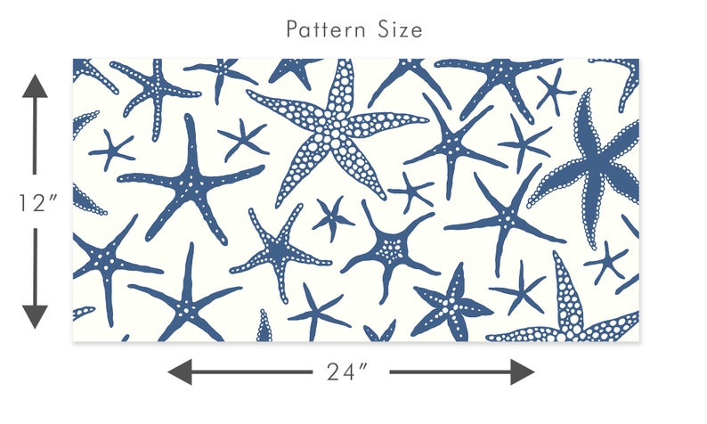 Blue starfish nautical fabric peel and stick wallpaper