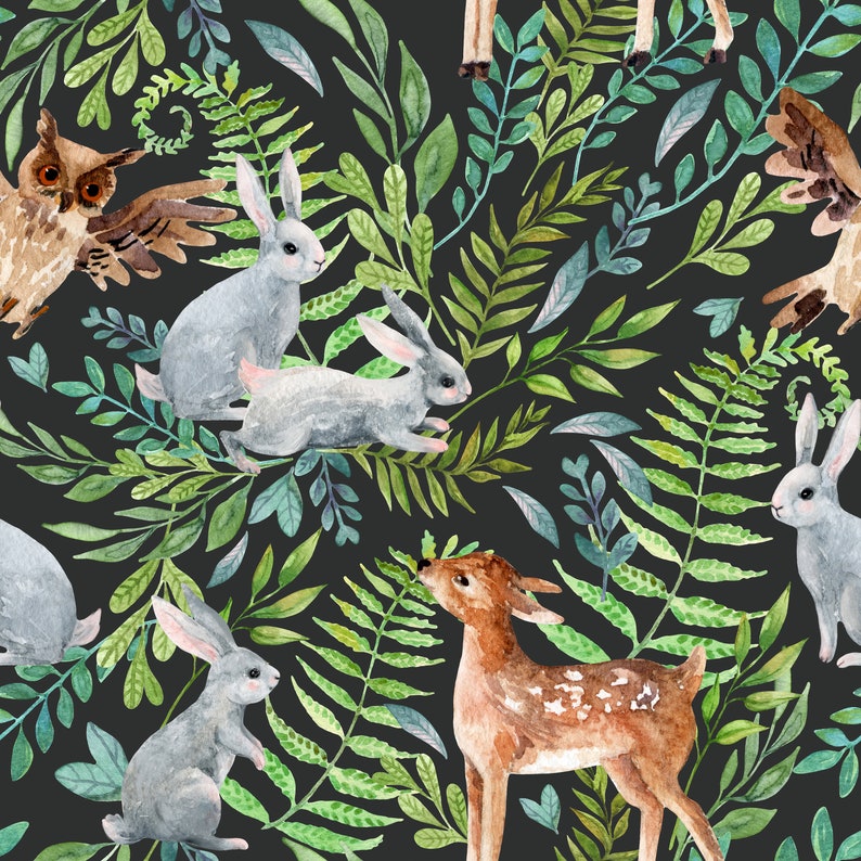 Woodland Wallpaper Animal Wallpaper Forest Animals | Etsy