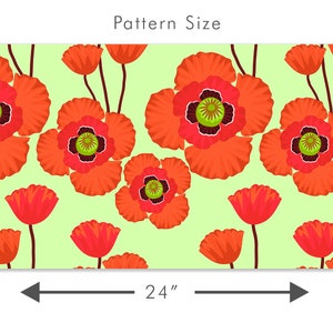 Vintage Mid-century modern orange floral fabric peel and stick wallpaper
