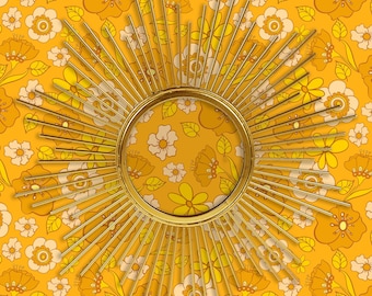 Retro Wallpaper, Mid Century Wallpaper, Antique Wallpaper, Vintage Wallpaper, Peel and Stick Wallpaper, Orange Wallpaper, Fabric Wallpaper