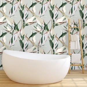 Palm Wallpaper, Tropical Wallpaper, Green Wallpaper, Peel and Stick Wallpaper, Leaf Wallpaper, Leaves Wallpaper, Fabric Wallpaper