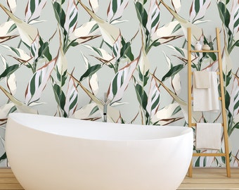 Palm Wallpaper, Tropical Wallpaper, Green Wallpaper, Peel and Stick Wallpaper, Leaf Wallpaper, Leaves Wallpaper, Fabric Wallpaper