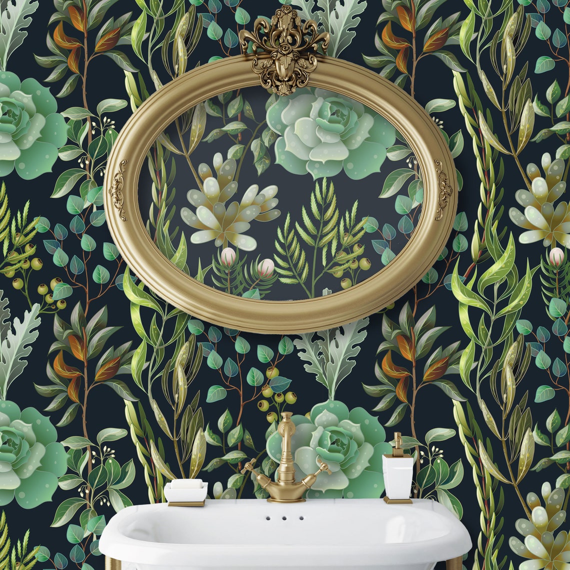 Botanical Wallpaper Dark Wallpaper Boho Wallpaper Tropical | Etsy