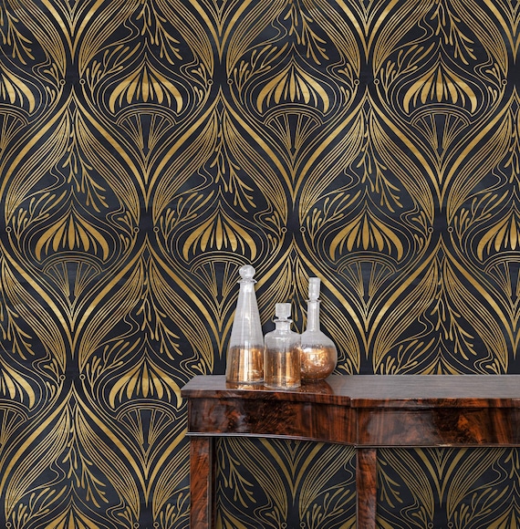 Black And Gold Art Deco Wallpaper