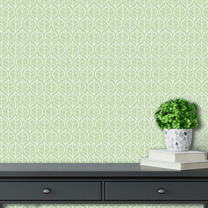 Leaves Wallpaper, Botanical Wallpaper, Green Wallpaper, Peel and Stick Wallpaper, Cottage Wallpaper, Leaf Wallpaper, Fabric Wallpaper