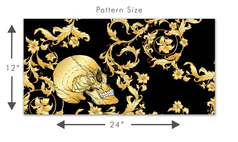 Black Victorian baroque gothic skull peel and stick wallpaper
