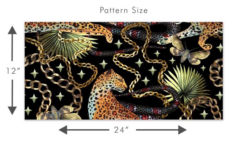 Black tropical cheetah print fabric peel and stick wallpaper pattern size graphic