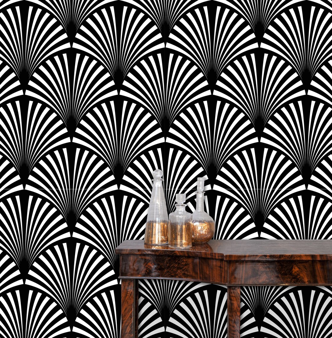 Art Deco Wallpaper, Black and White Wallpaper, Geometric Wallpaper