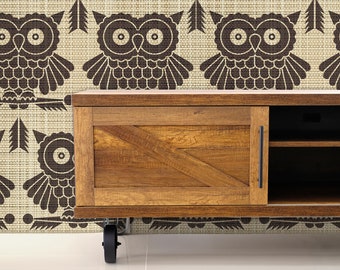 Forest Wallpaper, Woodland Wallpaper, Owl Wallpaper, Peel and Stick Wallpaper, Bird Wallpaper, Brown Wallpaper, Fabric Wallpaper