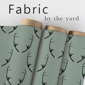Antler Fabric, Deer Material, Farmhouse Textiles, Country Design, Hunting Cloth, Lodge Pattern, Cabin Decor, Fabric By The Yard