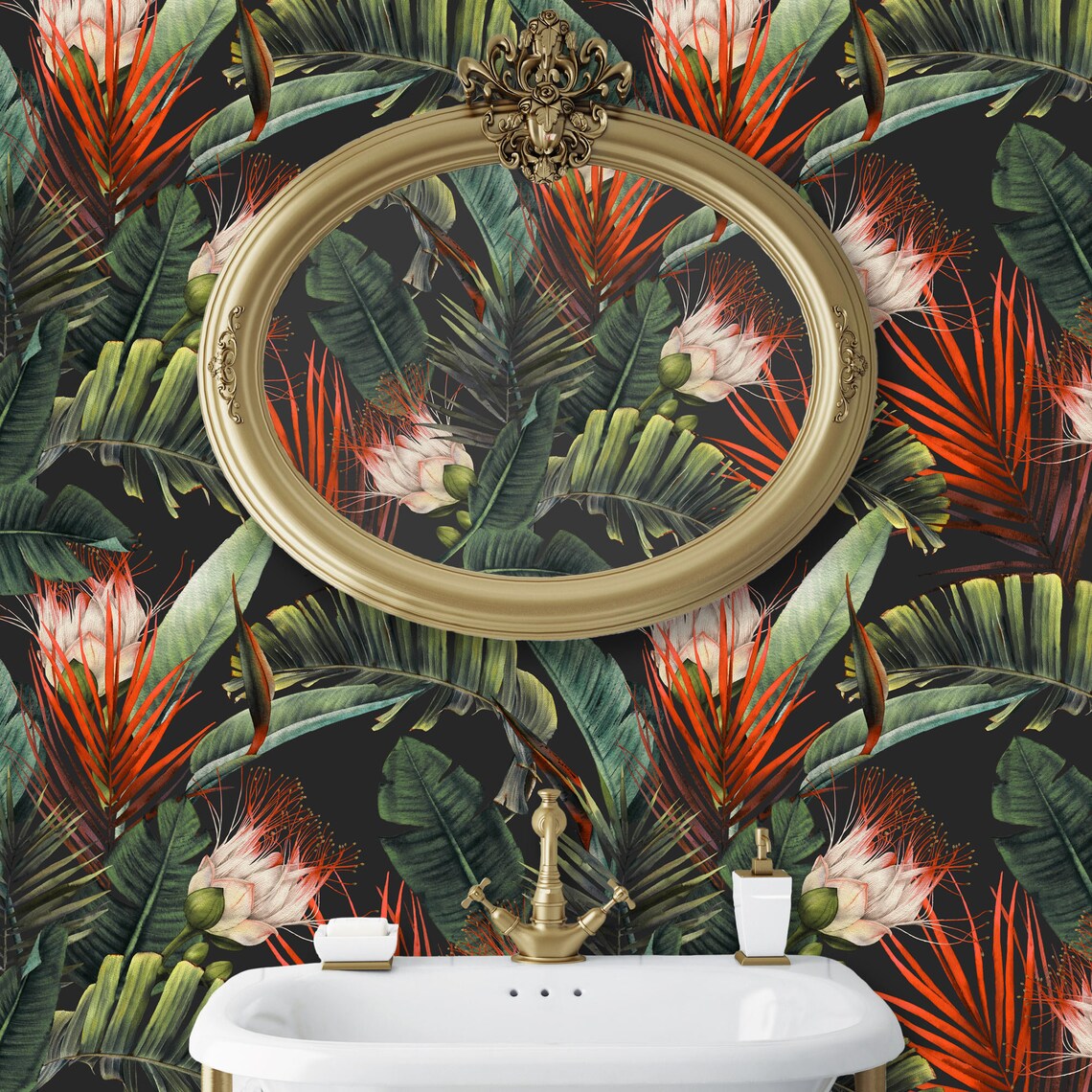 Palm Wallpaper Retro Wallpaper Tropical Wallpaper Mid | Etsy
