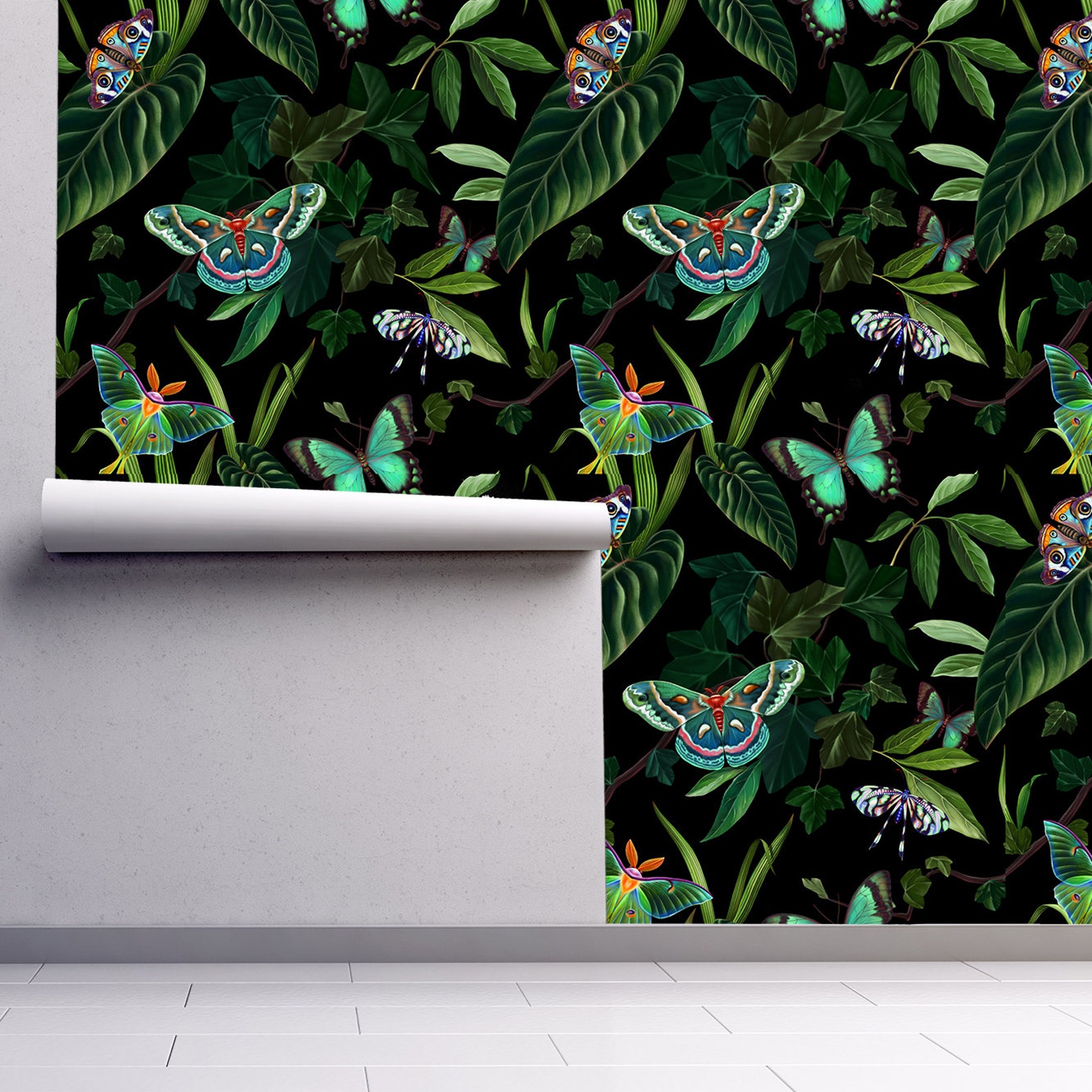 Butterfly Wallpaper Botanical Wallpaper Chinoiserie - Etsy