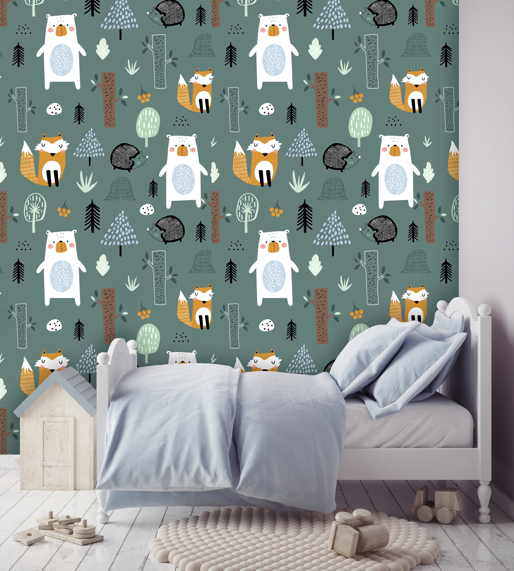 Woodland Wallpaper Animal Wallpaper Forest Animals | Etsy
