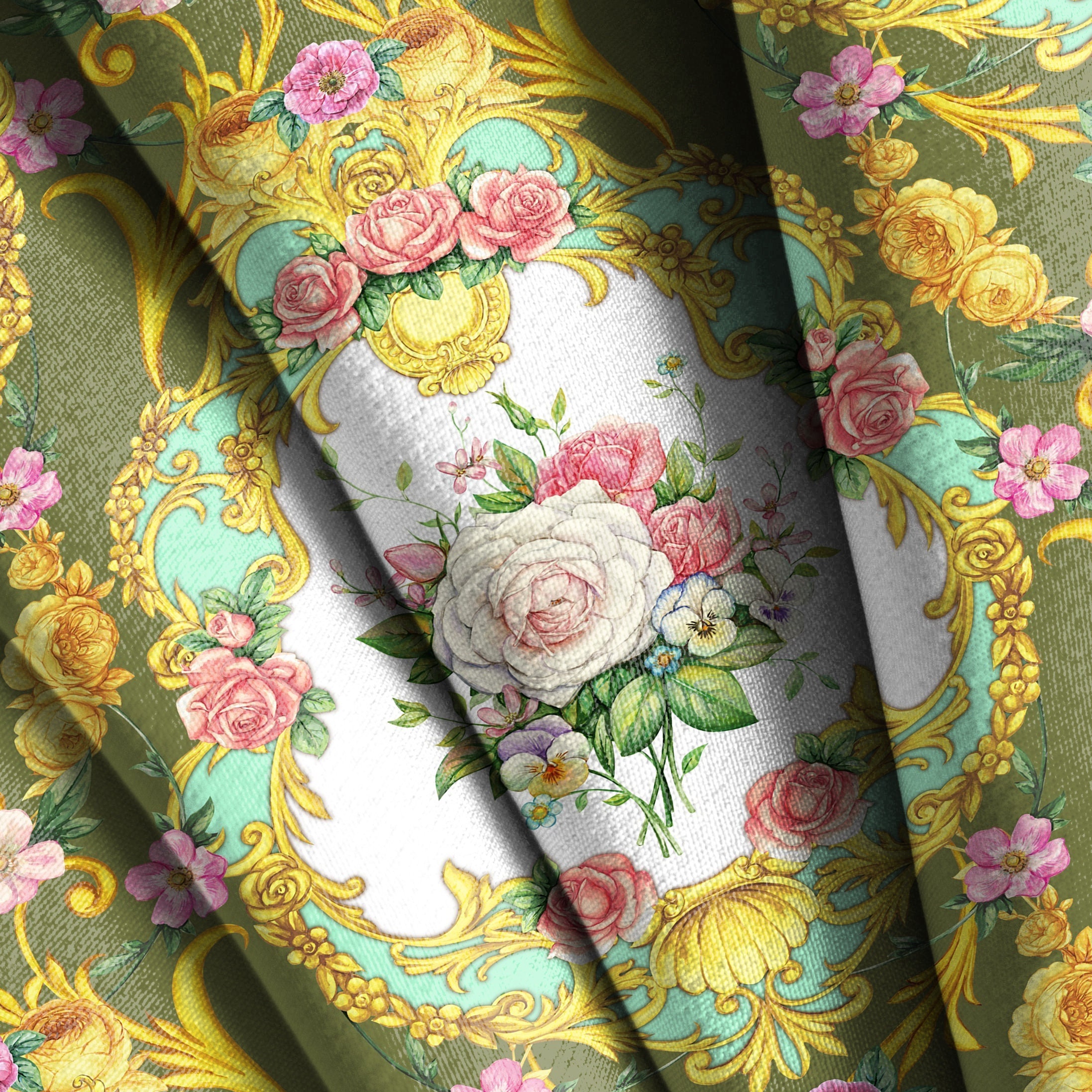 Authentic Rococo Textiles Victorian Fabric, Rococo Material, Antique Textiles, Floral Bird Design ...