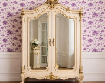 Antique Wallpaper, Victorian Wallpaper, Vintage Wallpaper, Purple Wallpaper, Peel and Stick Wallpaper, Nursery Wallpaper, Fabric Wallpaper